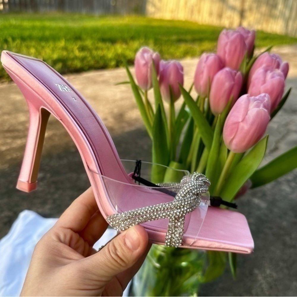 Zara women’s rhinestone Vinyl high heel sandals 1324/010